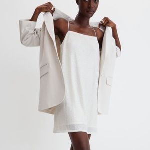 NWT simple white sequin shift tank mini dress - elegant for bride / wedding